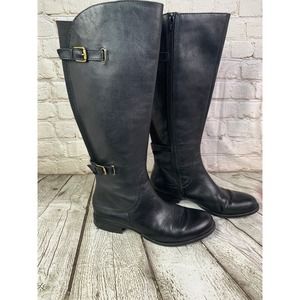 Naturalizer N5 Comfort JAMISON Black Knee High Leather Riding Boots, Size 8.5